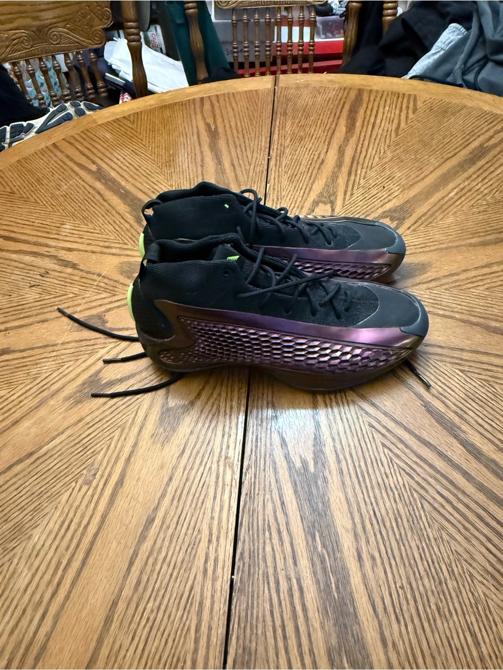 adidas Anthony Endwards Men's Black with Iridescent Purple Athletic Shoes